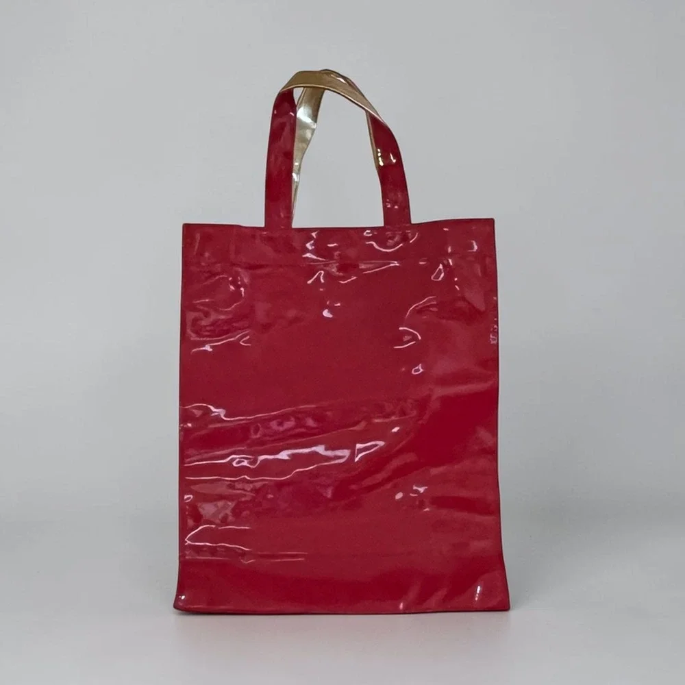 NWT Harrods London Iconic Crown Logo Red PVC Glossy Bag Tote Limited Edition